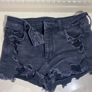 American Eagle Black ripped jean shorts